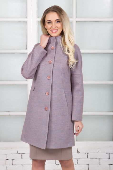Женское пальто из текстиля с воротником 3000621