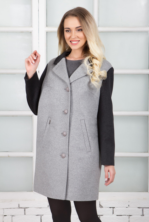 Женское пальто из текстиля с воротником 3000627