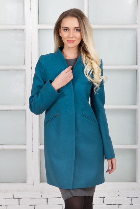 Женское пальто из текстиля с воротником 3000632