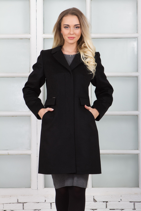 Женское пальто из текстиля с воротником 3000637