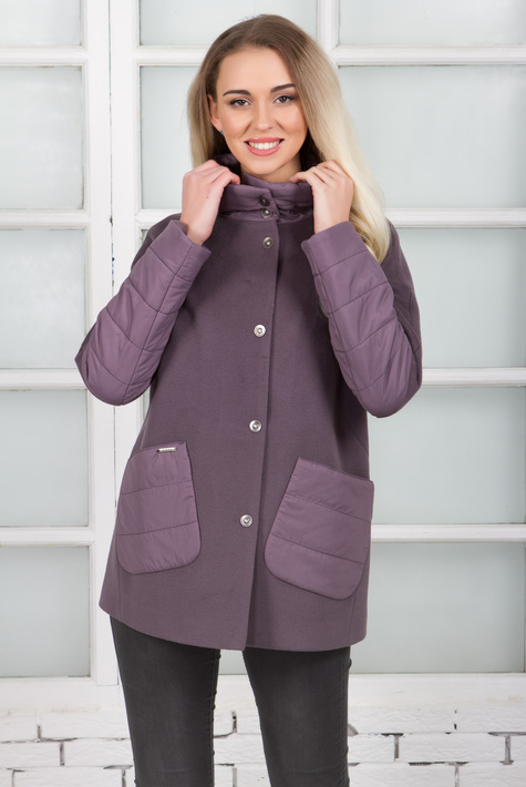 Женское пальто из текстиля с воротником 3000642
