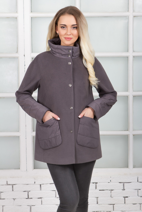Женское пальто из текстиля с воротником 3000643