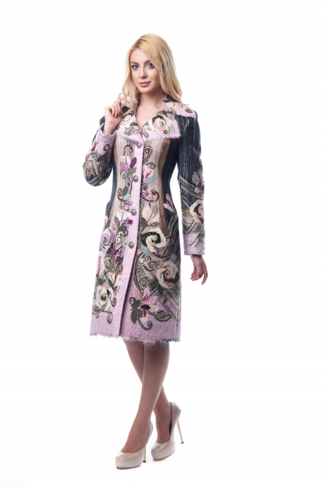 Женское пальто из текстиля с воротником 3000665