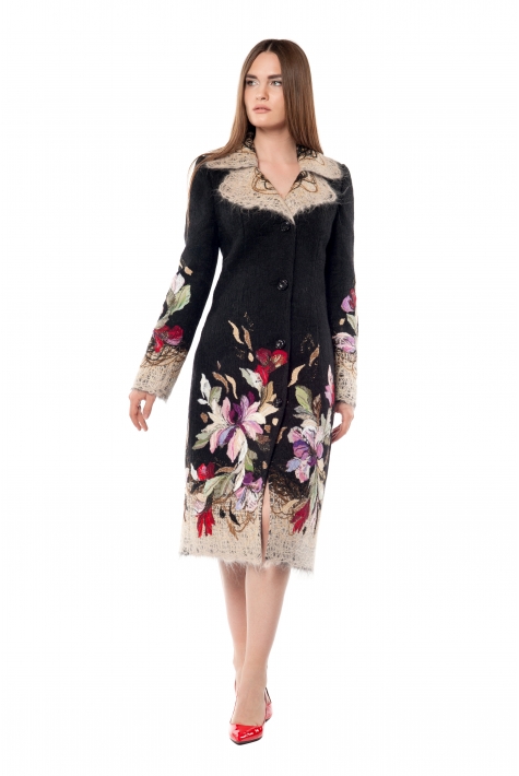 Женское пальто из текстиля с воротником 3000666