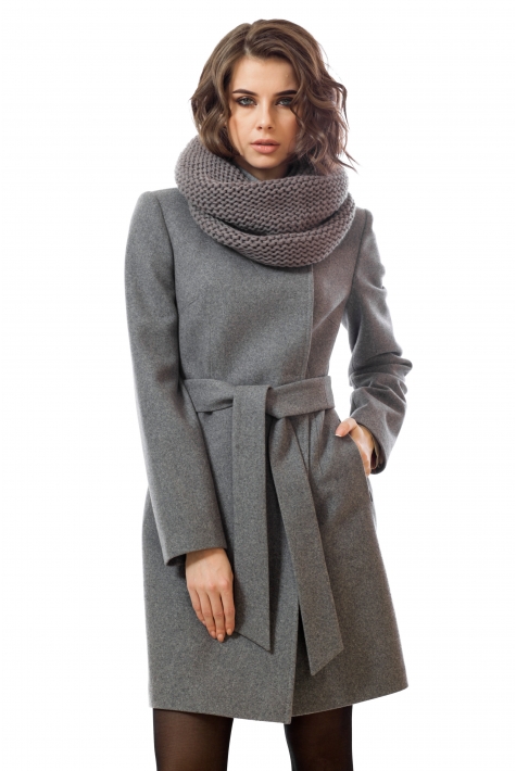 Женское пальто из текстиля с воротником 3000707