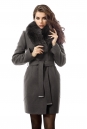 Женское пальто из текстиля с воротником, отделка песец 3000709