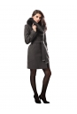 Женское пальто из текстиля с воротником, отделка песец 3000709-2