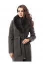 Женское пальто из текстиля с воротником, отделка песец 3000709-4