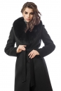 Женское пальто из текстиля с воротником, отделка песец 3000718