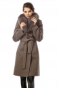 Женское пальто из текстиля с воротником, отделка песец 3000744