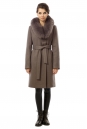 Женское пальто из текстиля с воротником, отделка песец 3000744-2