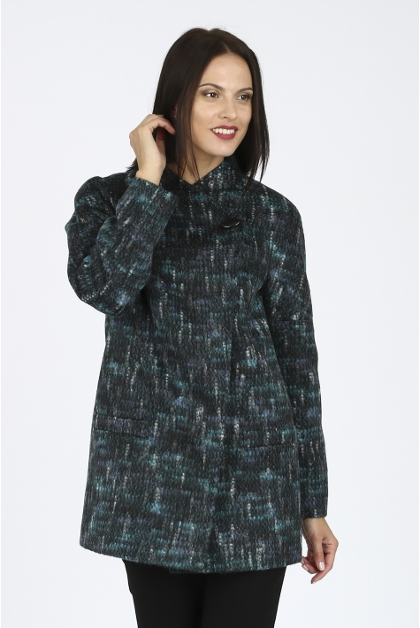 Женское пальто из текстиля с воротником 3000800