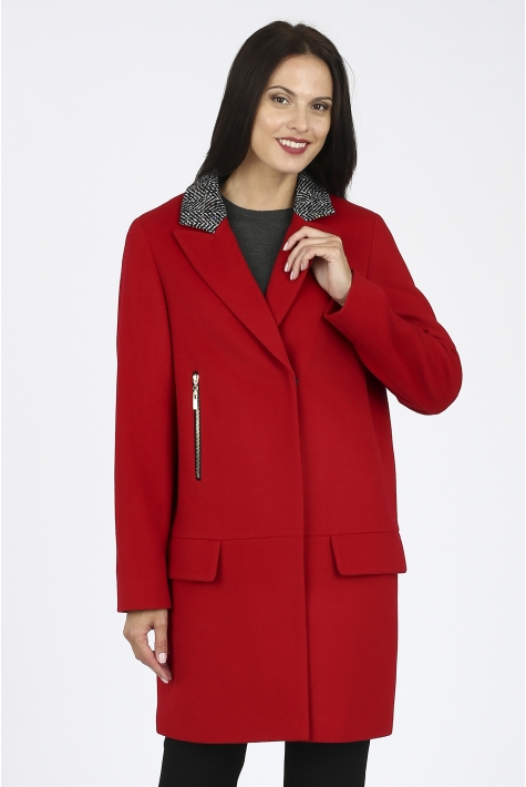 Женское пальто из текстиля с воротником 3000804