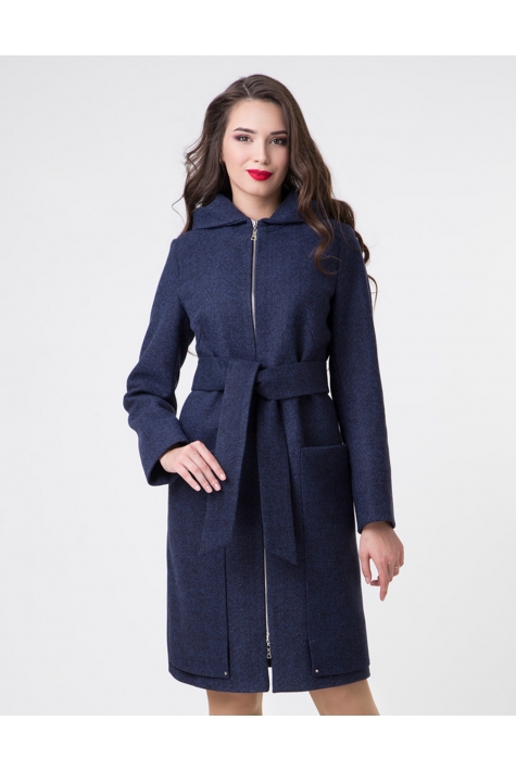 Женское пальто из текстиля с капюшоном 3000821