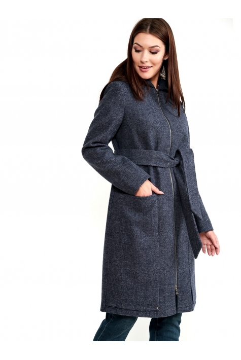 Женское пальто из текстиля с капюшоном 3000824