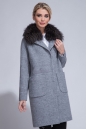 Женское пальто из текстиля с воротником, отделка енот 3000831