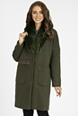 Женское пальто из текстиля с воротником, отделка енот 3000836