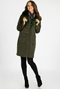 Женское пальто из текстиля с воротником, отделка енот 3000836-2