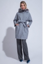 Женское пальто из текстиля с капюшоном, отделка песец 3000839-2