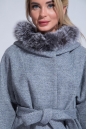 Женское пальто из текстиля с капюшоном, отделка песец 3000839-3