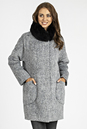 Женское пальто из текстиля с воротником, отделка песец 3000842