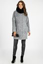 Женское пальто из текстиля с воротником, отделка песец 3000842-2