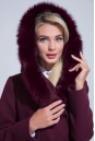 Женское пальто из текстиля с капюшоном, отделка песец 3000844-3