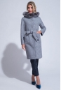 Женское пальто из текстиля с капюшоном, отделка песец 3000846