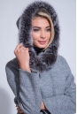 Женское пальто из текстиля с капюшоном, отделка песец 3000846-2