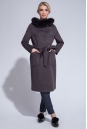 Женское пальто из текстиля с капюшоном, отделка песец 3000847-2