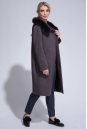 Женское пальто из текстиля с капюшоном, отделка песец 3000847-5