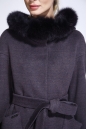 Женское пальто из текстиля с капюшоном, отделка песец 3000847-3