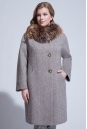 Женское пальто из текстиля с воротником, отделка песец 3000849
