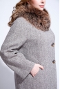 Женское пальто из текстиля с воротником, отделка песец 3000849-2