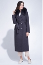 Женское пальто из текстиля с воротником, отделка песец 3000851