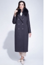 Женское пальто из текстиля с воротником, отделка песец 3000851-2