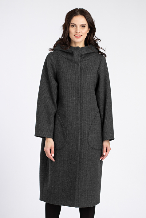 Женское пальто из текстиля с капюшоном 3000874