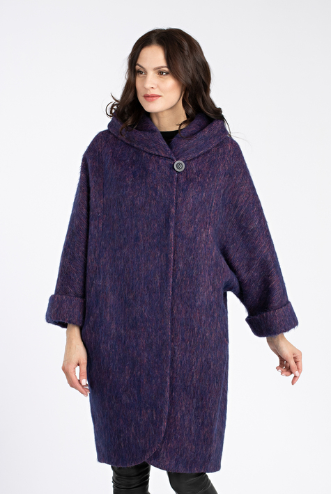 Женское пальто из текстиля с капюшоном 3000875