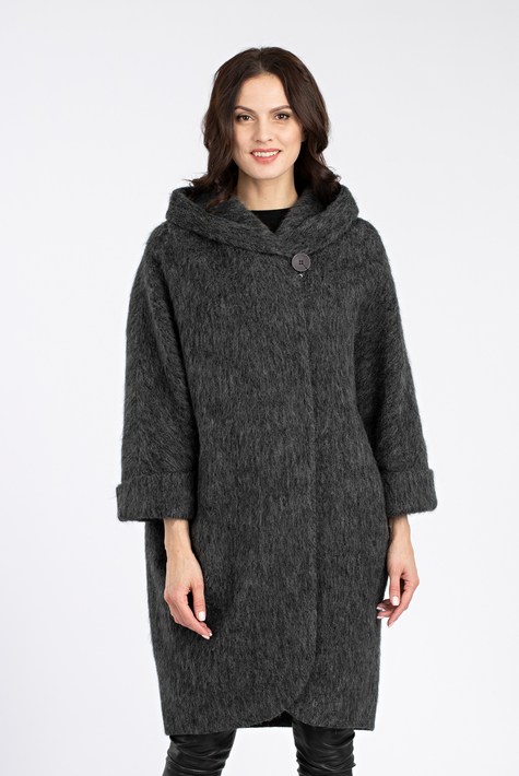 Женское пальто из текстиля с капюшоном 3000876
