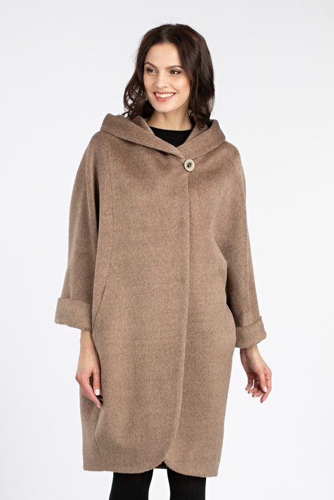 Женское пальто из текстиля с капюшоном 3000878