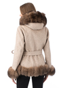 Женское пальто из текстиля с капюшоном, отделка песец 3000888-3