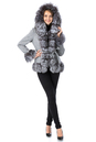 Женское пальто из текстиля с капюшоном, отделка чернобурка 3000889-2