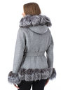 Женское пальто из текстиля с капюшоном, отделка чернобурка 3000889-3