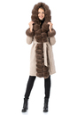 Женское пальто из текстиля с капюшоном, отделка песец 3000890-2