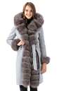 Женское пальто из текстиля с капюшоном, отделка песец 3000891
