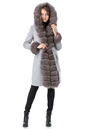 Женское пальто из текстиля с капюшоном, отделка песец 3000891-2