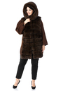 Женское пальто из текстиля с капюшоном, отделка песец 3000893-2