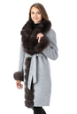 Женское пальто из текстиля с воротником, отделка песец 3000894