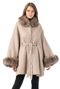 Женское пальто из текстиля с воротником, отделка песец 3000895