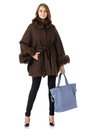 Женское пальто из текстиля с воротником, отделка песец 3000896-2
